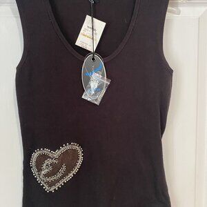 Yudashkin Black Sleeveless Shell Sz S - High Quality Knitwear w/Jeweled applique